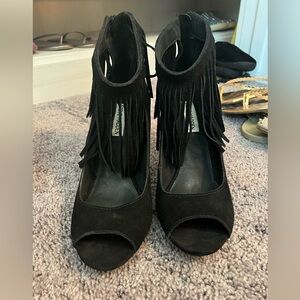 Steve Madden suede fringe open toe heels